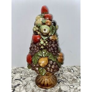 Vintage Holland FRUIT TOPIARY Ceramic 15.25" Table Pedestal Centerpiece Handmade